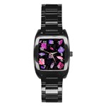 Purple and pink flowers  Stainless Steel Barrel Watch