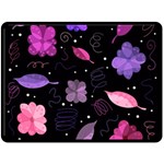 Purple and pink flowers  Double Sided Fleece Blanket (Large) 