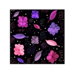 Purple and pink flowers  Small Satin Scarf (Square)