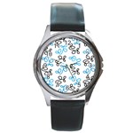 Blue elegance  Round Metal Watch