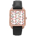 Simple garden Rose Gold Leather Watch 