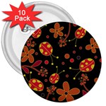 Flowers and ladybugs 2 3  Buttons (10 pack) 