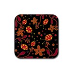 Flowers and ladybugs 2 Rubber Coaster (Square) 