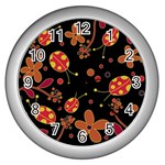 Flowers and ladybugs 2 Wall Clocks (Silver) 