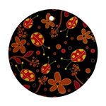 Flowers and ladybugs 2 Round Ornament (Two Sides) 