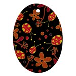 Flowers and ladybugs 2 Oval Ornament (Two Sides)