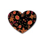 Flowers and ladybugs 2 Rubber Coaster (Heart) 