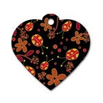 Flowers and ladybugs 2 Dog Tag Heart (One Side)