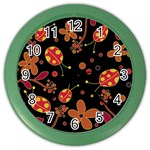 Flowers and ladybugs 2 Color Wall Clocks