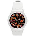 Flowers and ladybugs 2 Round Plastic Sport Watch (M)