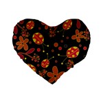 Flowers and ladybugs 2 Standard 16  Premium Flano Heart Shape Cushions