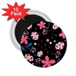 Pink ladybugs and flowers  2.25  Magnets (10 pack) 