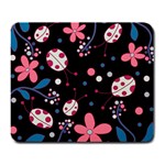 Pink ladybugs and flowers  Large Mousepads