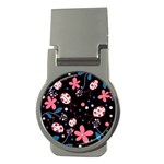 Pink ladybugs and flowers  Money Clips (Round) 