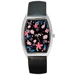 Pink ladybugs and flowers  Barrel Style Metal Watch