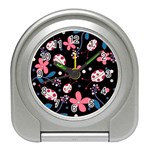 Pink ladybugs and flowers  Travel Alarm Clocks
