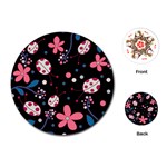 Pink ladybugs and flowers  Playing Cards (Round) 