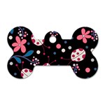 Pink ladybugs and flowers  Dog Tag Bone (Two Sides)