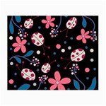 Pink ladybugs and flowers  Small Glasses Cloth (2-Side)