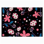 Pink ladybugs and flowers  Large Glasses Cloth (2-Side)