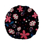 Pink ladybugs and flowers  Standard 15  Premium Round Cushions