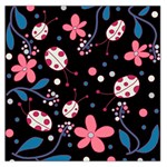 Pink ladybugs and flowers  Large Satin Scarf (Square)