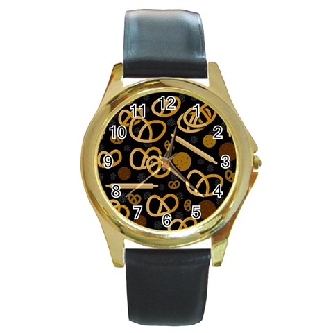 Bakery 2 Round Gold Metal Watch from UrbanLoad.com Front