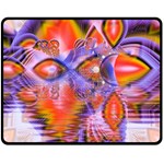 Crystal Star Dance, Abstract Purple Orange Fleece Blanket (Medium) 