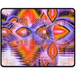 Crystal Star Dance, Abstract Purple Orange Double Sided Fleece Blanket (Medium) 
