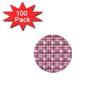 Pink plaid pattern 1  Mini Buttons (100 pack) 