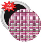 Pink plaid pattern 3  Magnets (100 pack)