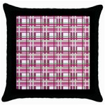 Pink plaid pattern Throw Pillow Case (Black)
