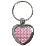Pink plaid pattern Key Chains (Heart) 