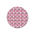Pink plaid pattern Magnet 3  (Round)
