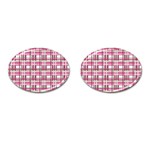 Pink plaid pattern Cufflinks (Oval)