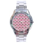 Pink plaid pattern Stainless Steel Analogue Watch