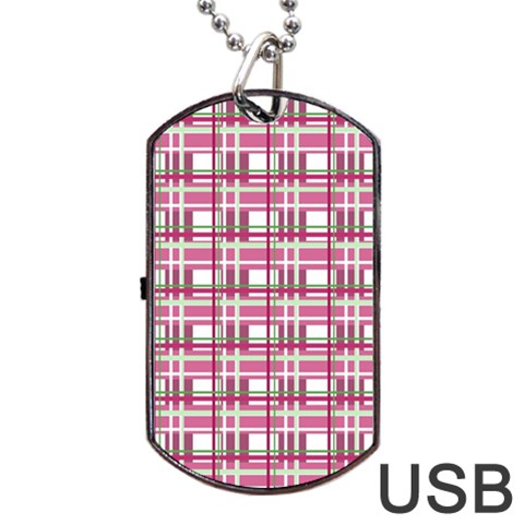 Pink plaid pattern Dog Tag USB Flash (Two Sides)  from UrbanLoad.com Front