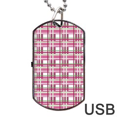 Pink plaid pattern Dog Tag USB Flash (Two Sides)  from UrbanLoad.com Front