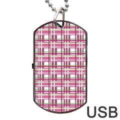 Pink plaid pattern Dog Tag USB Flash (Two Sides)  from UrbanLoad.com Back