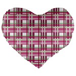 Pink plaid pattern Large 19  Premium Heart Shape Cushions