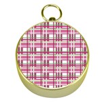 Pink plaid pattern Gold Compasses
