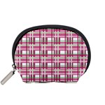Pink plaid pattern Accessory Pouches (Small) 