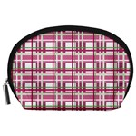 Pink plaid pattern Accessory Pouches (Large) 