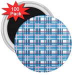 Blue plaid pattern 3  Magnets (100 pack)