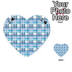 Blue plaid pattern Playing Cards 54 (Heart)  from UrbanLoad.com Front - Club2
