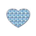 Blue plaid pattern Heart Coaster (4 pack) 