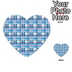 Blue plaid pattern Multi-purpose Cards (Heart) 