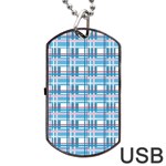 Blue plaid pattern Dog Tag USB Flash (One Side)