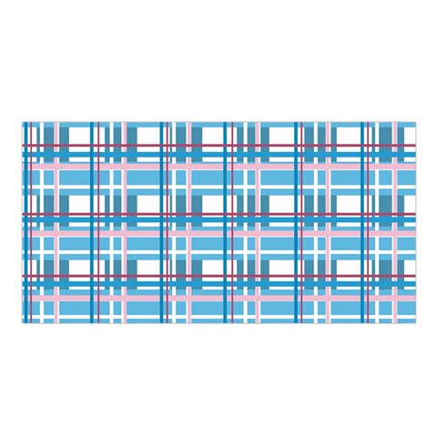 Blue plaid pattern Satin Shawl from UrbanLoad.com Front