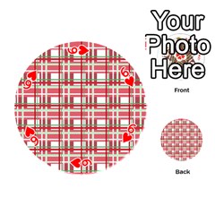 Red plaid pattern Playing Cards 54 (Round)  from UrbanLoad.com Front - Heart6